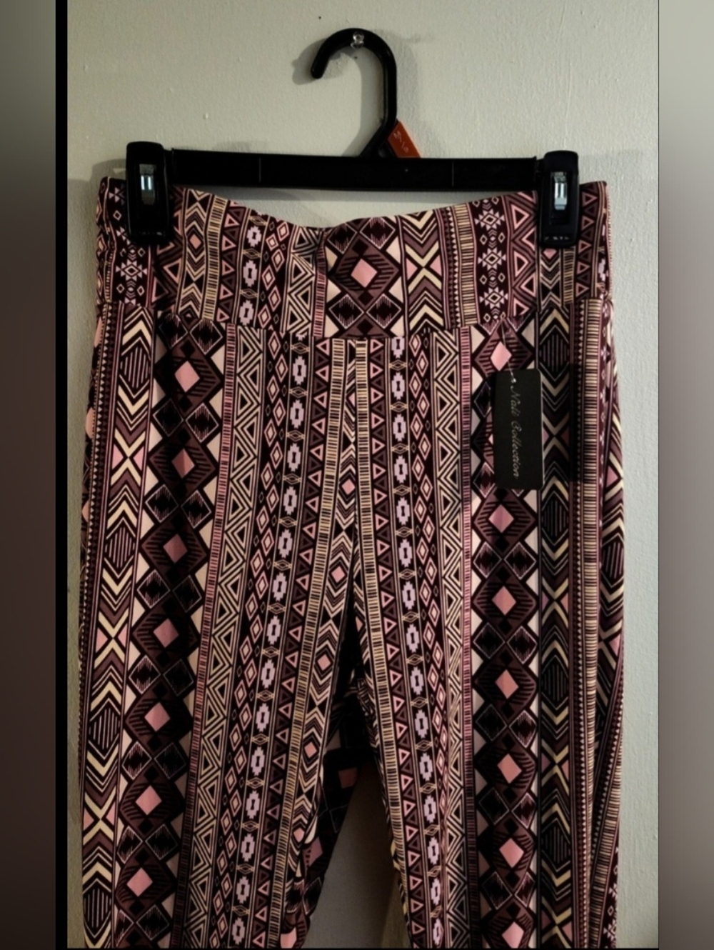 Dalia Collection Pink and Black Tribal Flare Pants - Picture 3 of 13